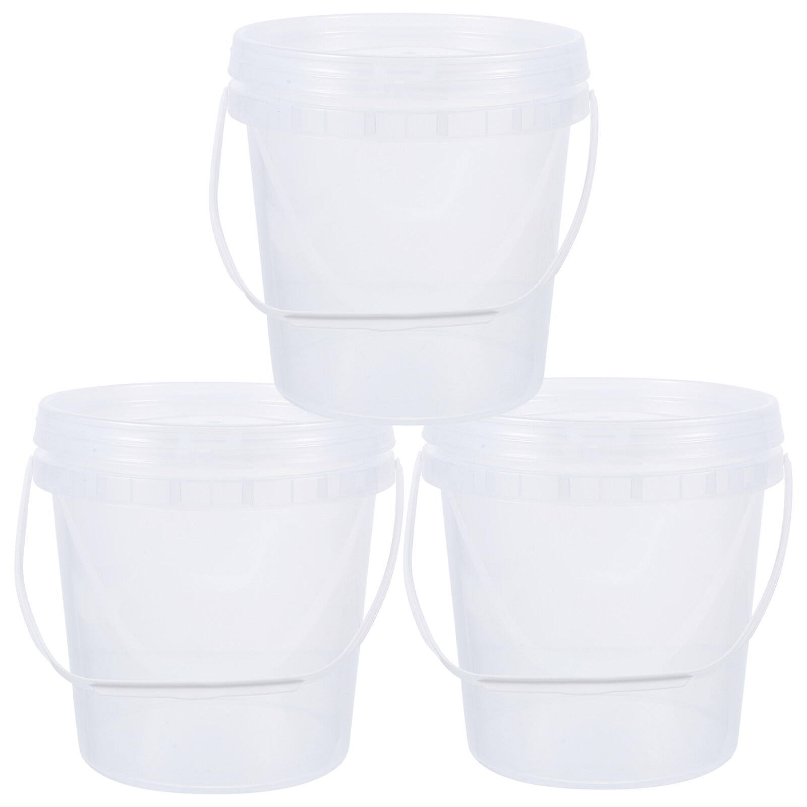 Clear Bucket With Lid 3Pcs Food-Grade Ice-Cream Storage Bucket Thicken  Plastic Bucket Transparent Refrigerator Bucket
